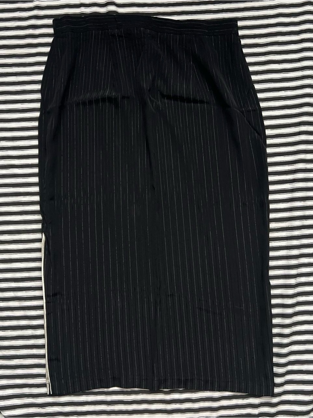 Women's Black Pinstripe Pencil Skirt